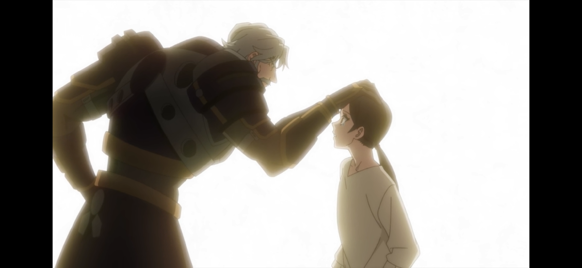 Кадр из аниме. Дедушка Бессмертный отправляется один зачищать бездну 