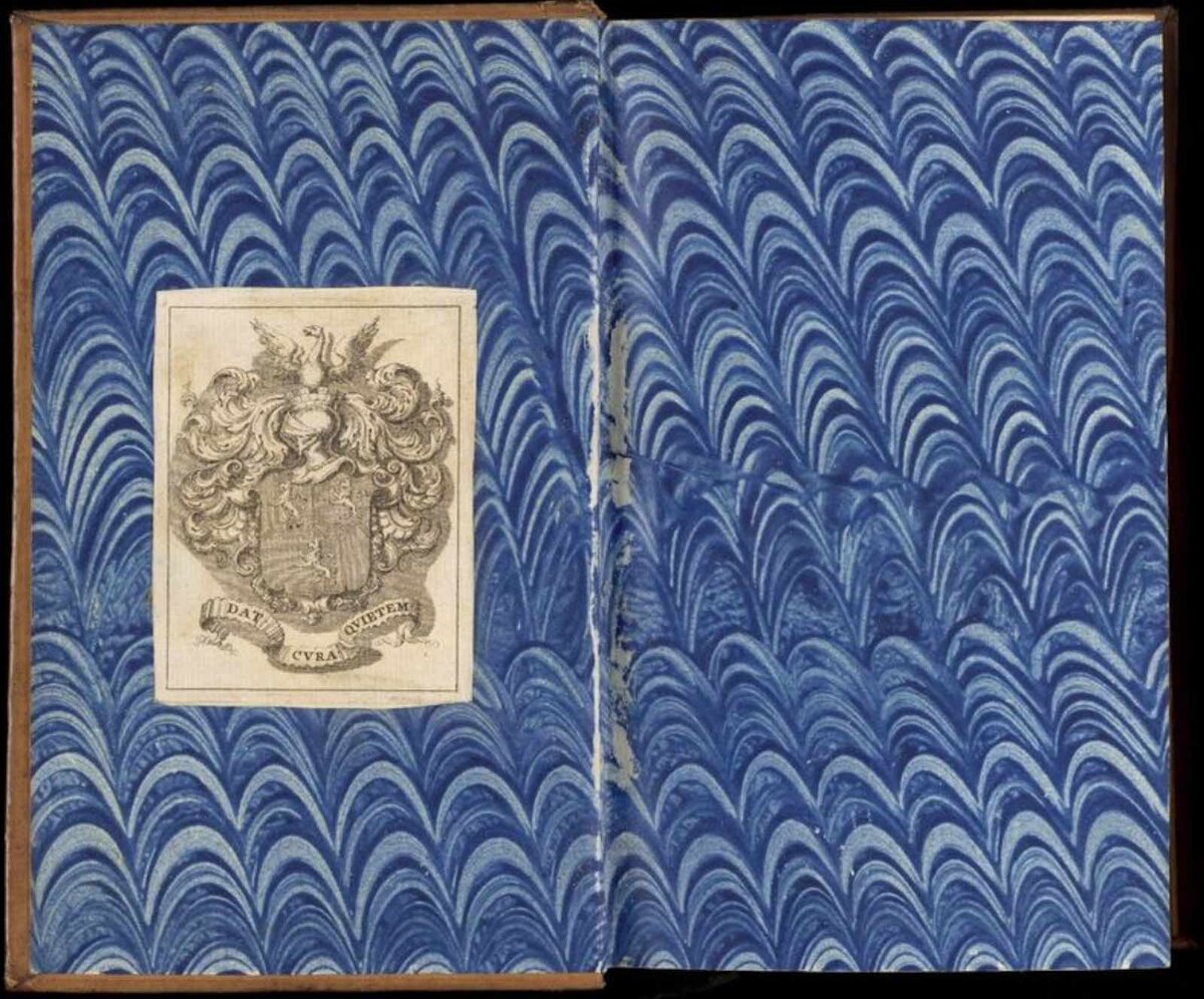 Роберт Лоут. Жизнь Вильяма Вайкхема, 2-е издание, Лондон. 1759 г. Рисунок гребнем на голубом клейстере