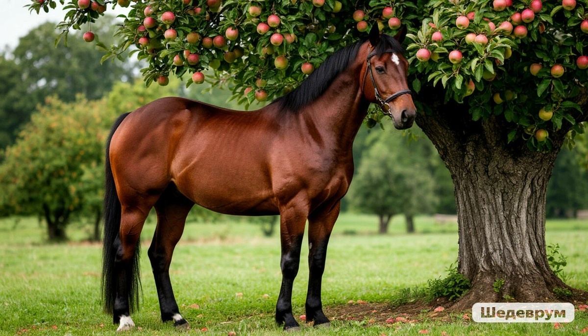 Прекрасная лошадь под яблоней из Шедеврума