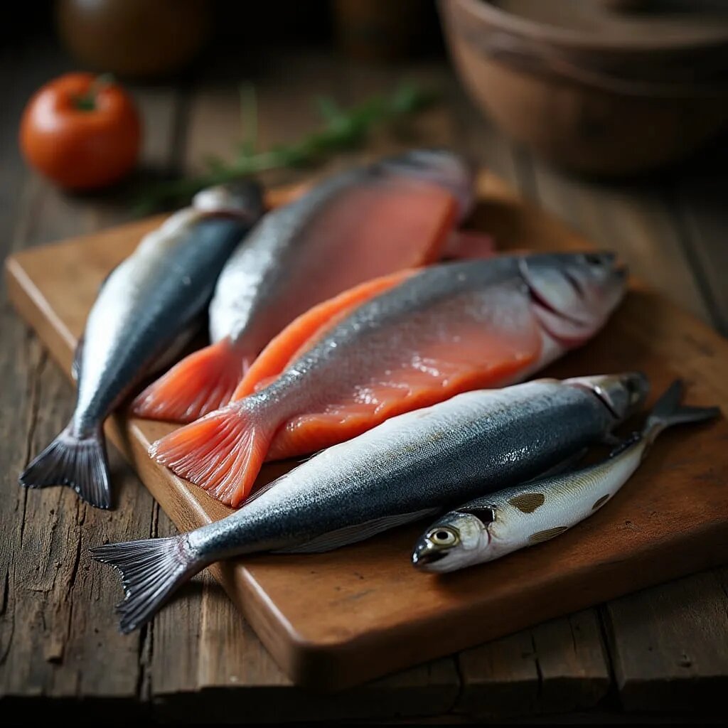 Жирная рыба лосось, скумбрия, сардины