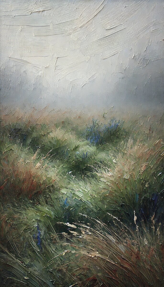 Туман над густой травой