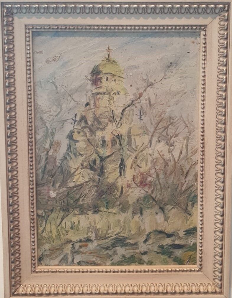 Анатолий Зверев Пейзаж с церковью 1959