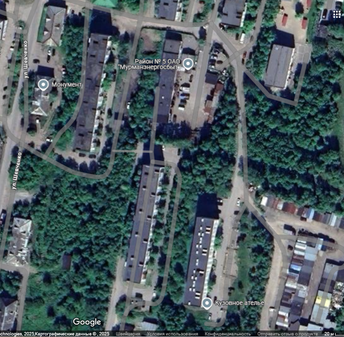 Наши пятиэтажки из космоса. Фото с портала "Гугл".