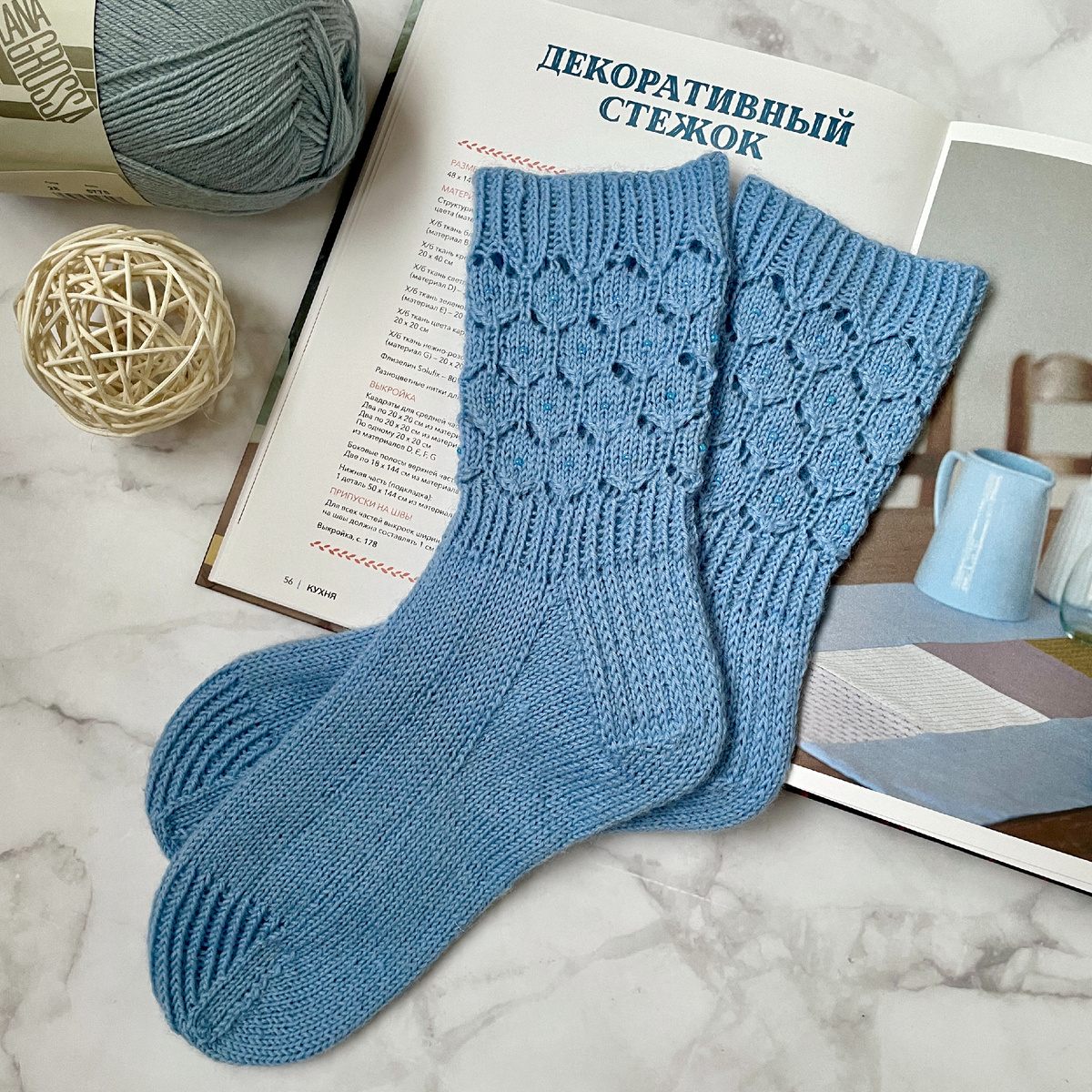 Носки с ажуром по паголенку - модель, фото и работа автора by-annike.ru