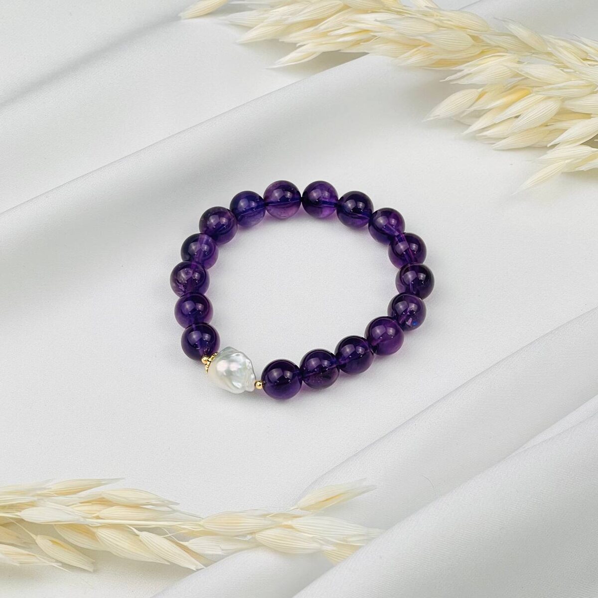 Браслет из аметиста и жемчуга Samotsvet.ru