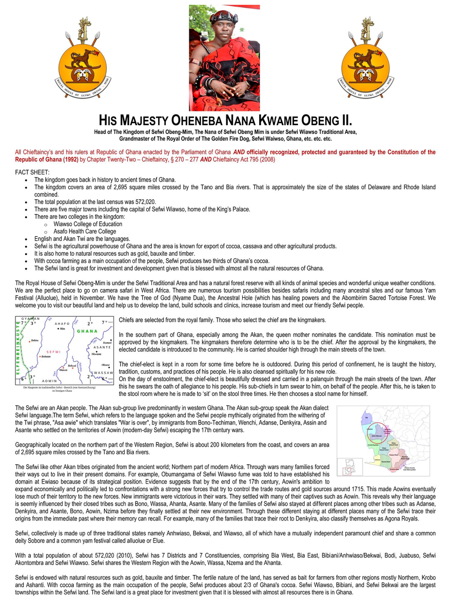 Welcome Your Majesty Oheneba Nana Kwame Obeng II.