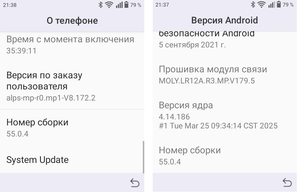 Версия прошивки на Qin F22 55.0.4