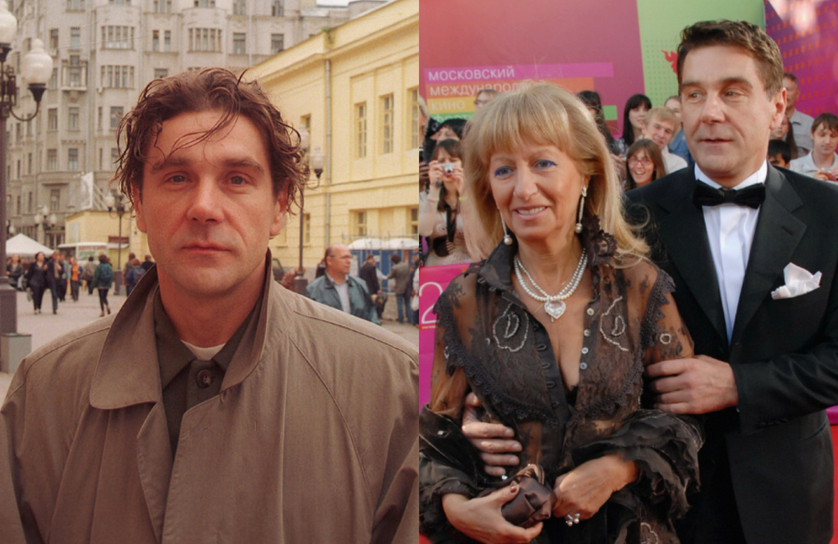 на фото слева Сергей Маковецкий в молодости, справа с женой Еленой Демченко 