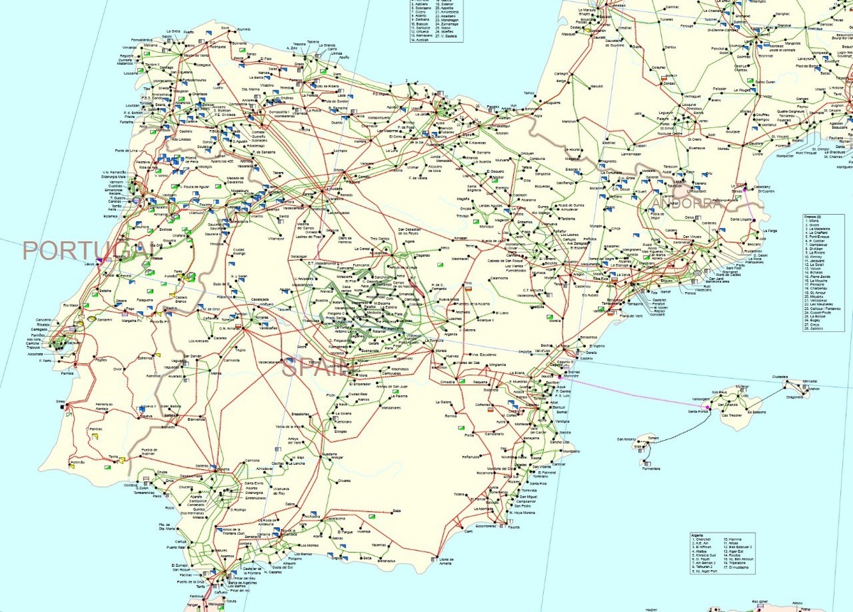 Испанская энергосистема с сайта ENSTO-E.