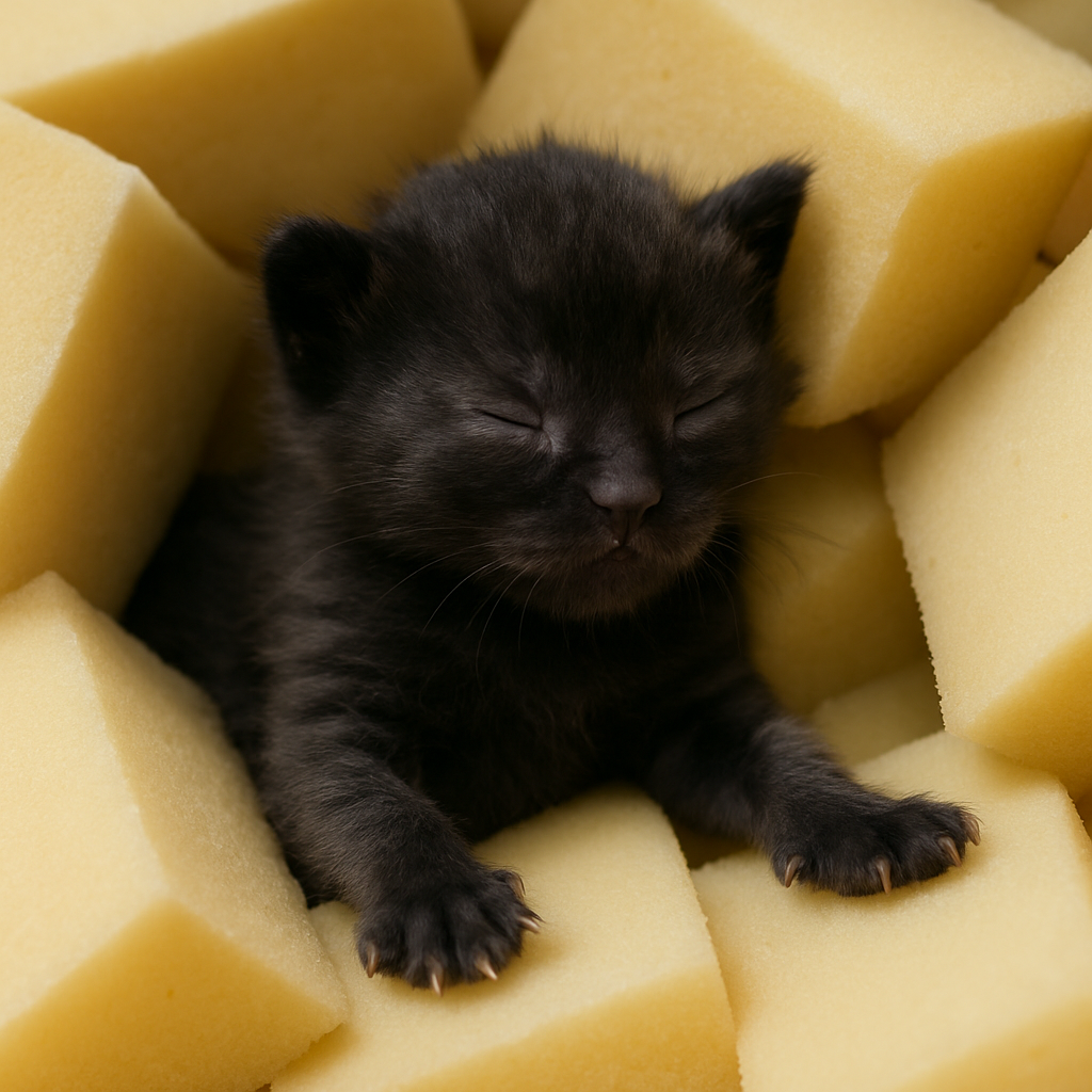 Поролон получился похожим на сыр. Изображение сгенерировано нейросетью 