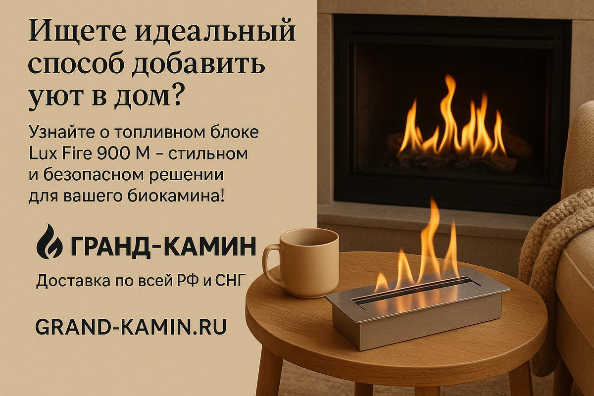    Преобразите свой дом с биокамином Lux Fire 900: тепло, уют и стиль без хлопот Kamin