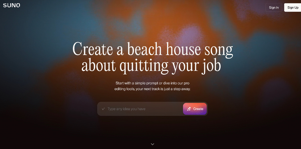 Главный экран suno.ai