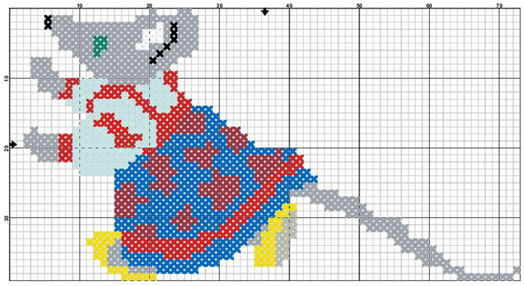 Размер 71 на 39 стежков, цветов 10