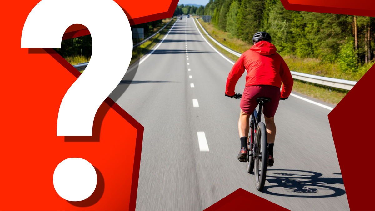 Велосипедист выехал на дорогу, где ему ехать - ЛОГО