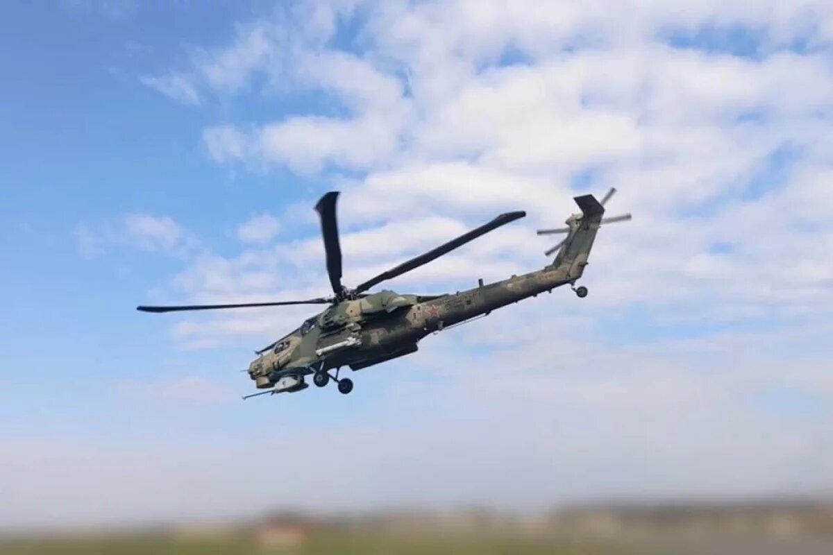   Боевая работа вертолетов Ми-28 в зоне СВО.