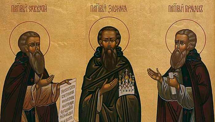 Соловецкие святые. Преподобный Зосима в центре. Изображение: ortox.ru