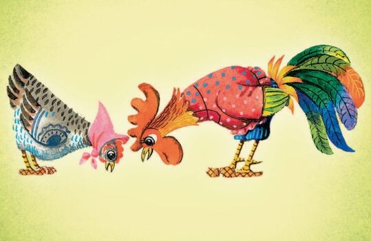 Иллюстрация к сказке "Петушок и бобовое зернышко"