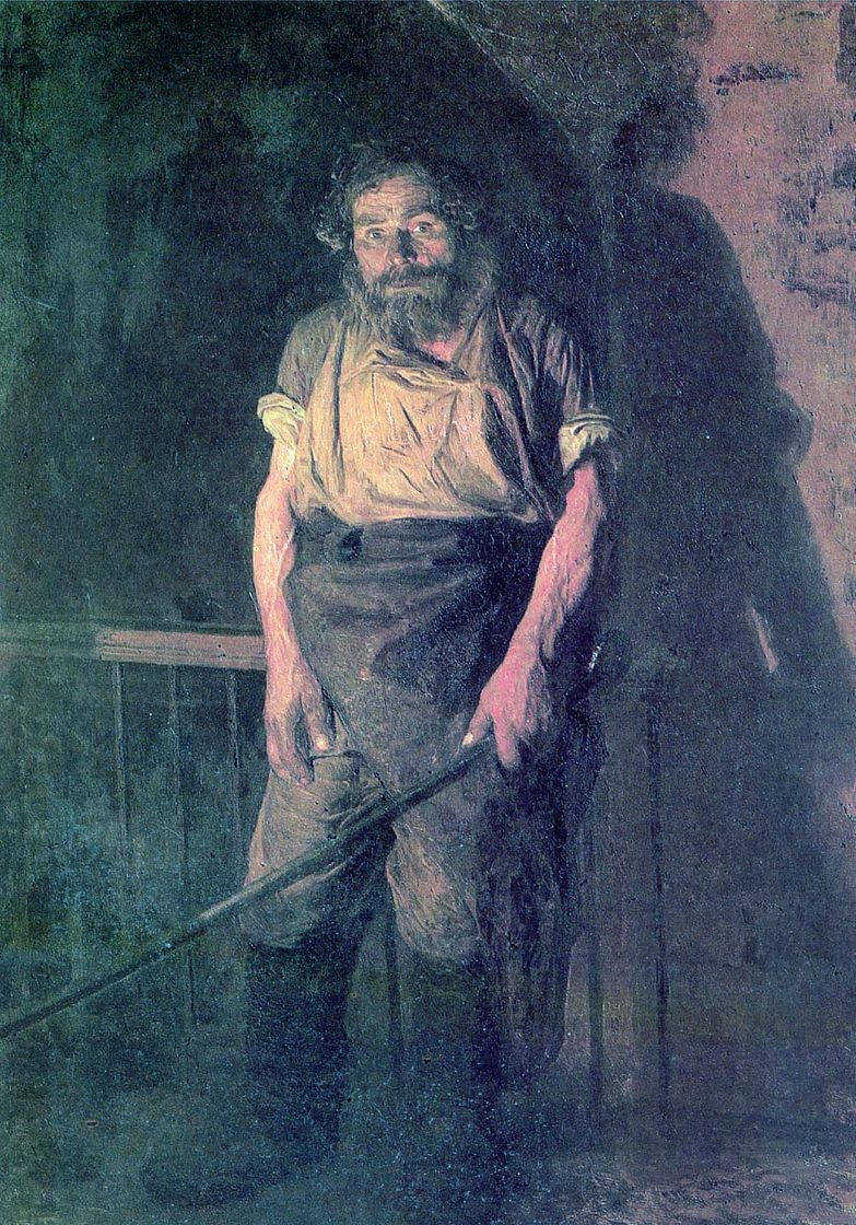 "Кочегар" Автор - Николай Александрович Ярошенко. Холст, масло. 89 x 124 см.