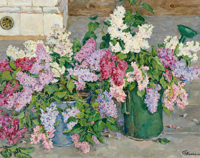 П.П. Кончаловский. Натюрморт. Сирень, ведро и лейка.