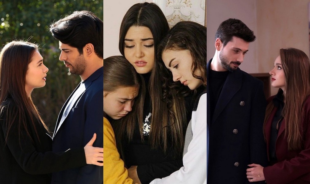 кадры из сериалов "Черная любовь", "Дочери Гюнеш" и "Безграничная любовь"