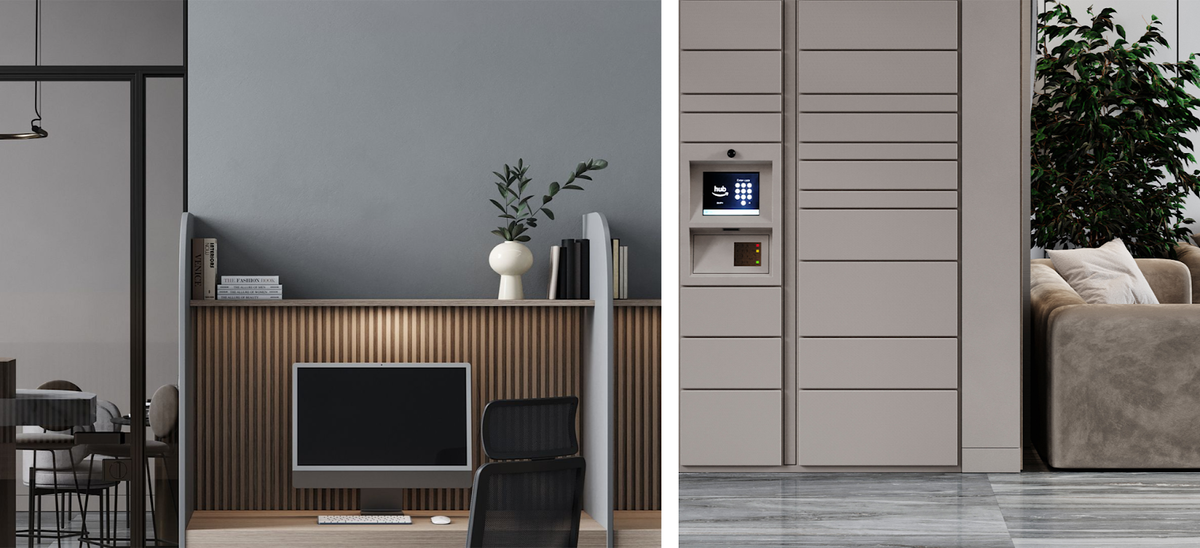 Многофункциональное лобби на 1-м этаже в доме бизнес-класса в ЖК Прокшино