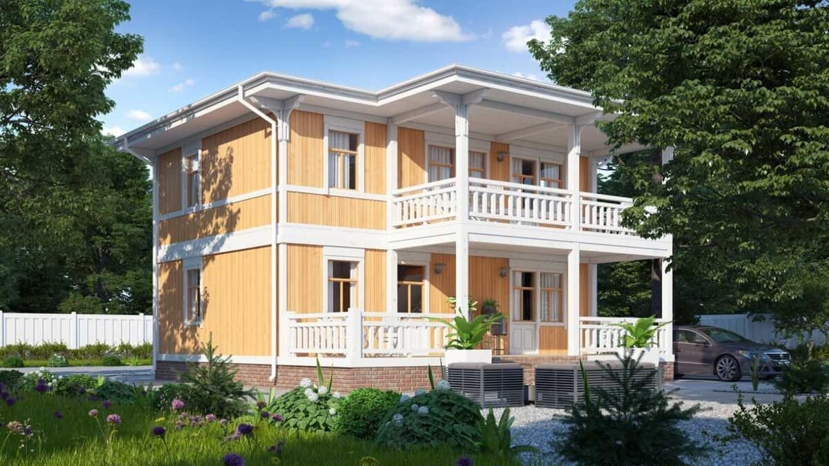 Загородный дом из вертикального бруса NATURI по проекту "Меренга"