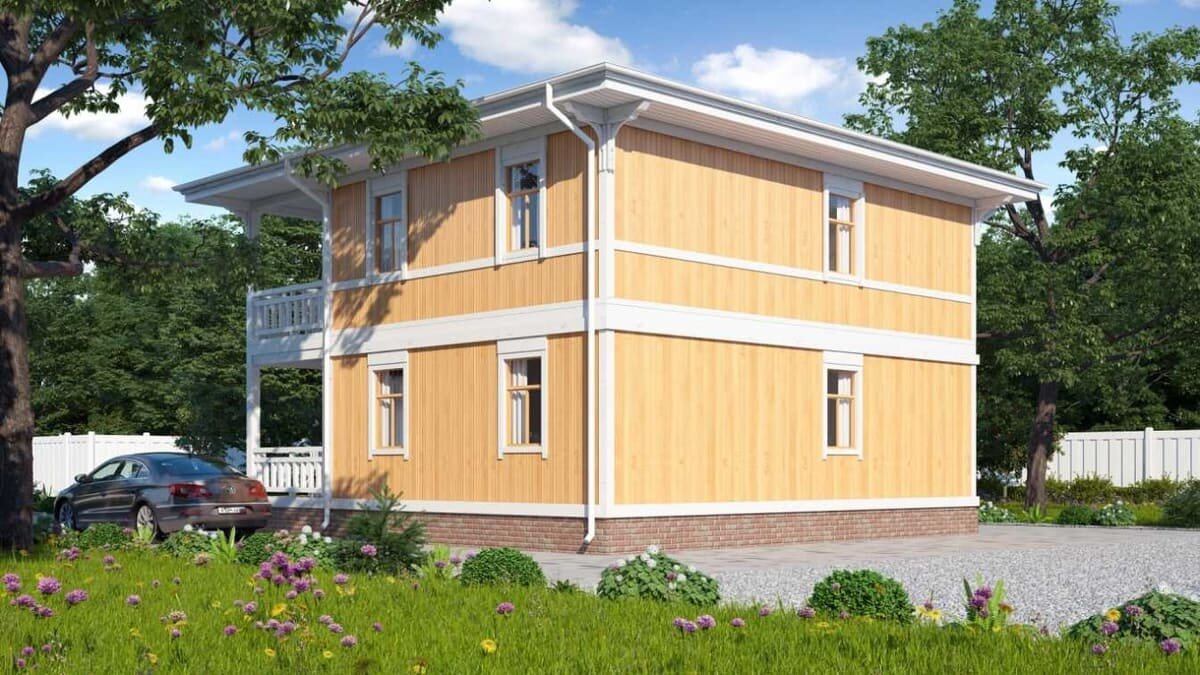 Обзор внешнего фасада загородного дома по проекту "Меренга" компании NATURI