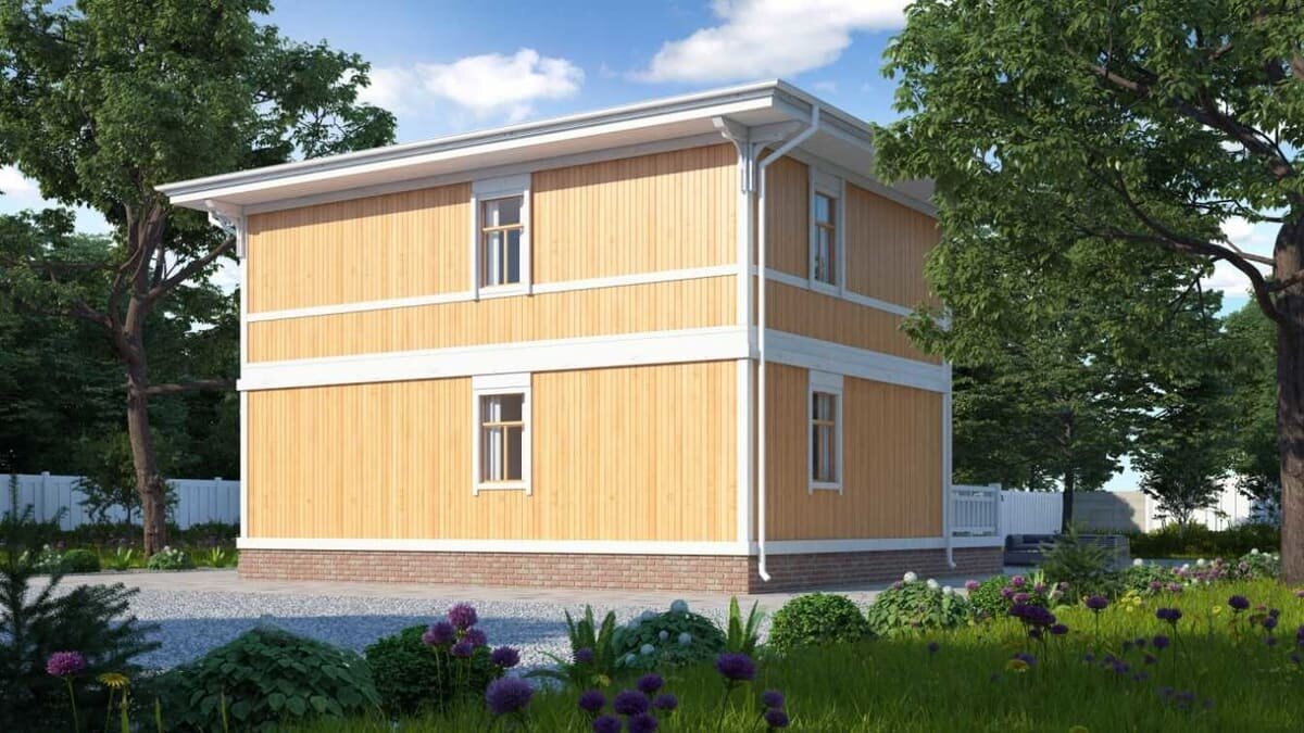 Фасад загородного дома из вертикального бруса NATURI по проекту "Меренга"