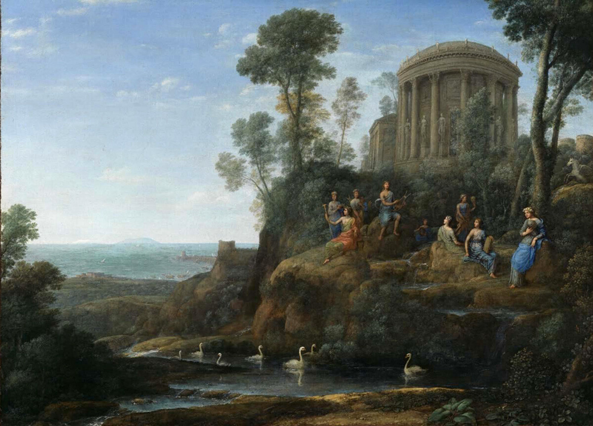 Клод Лоррен «Аполлон и музы на горе Геликон», 1680 г.