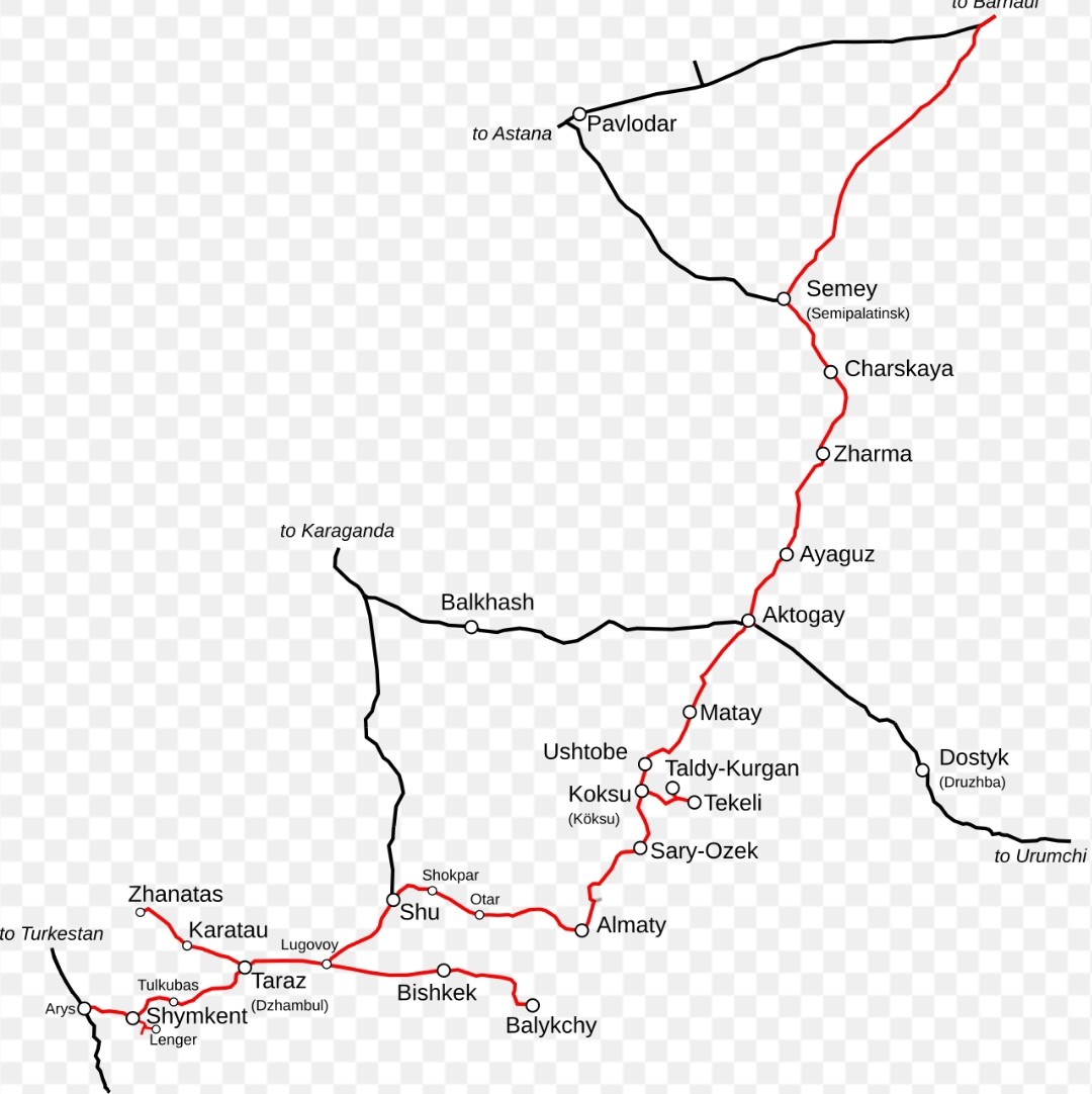 Турксиб на карте, из интернета.