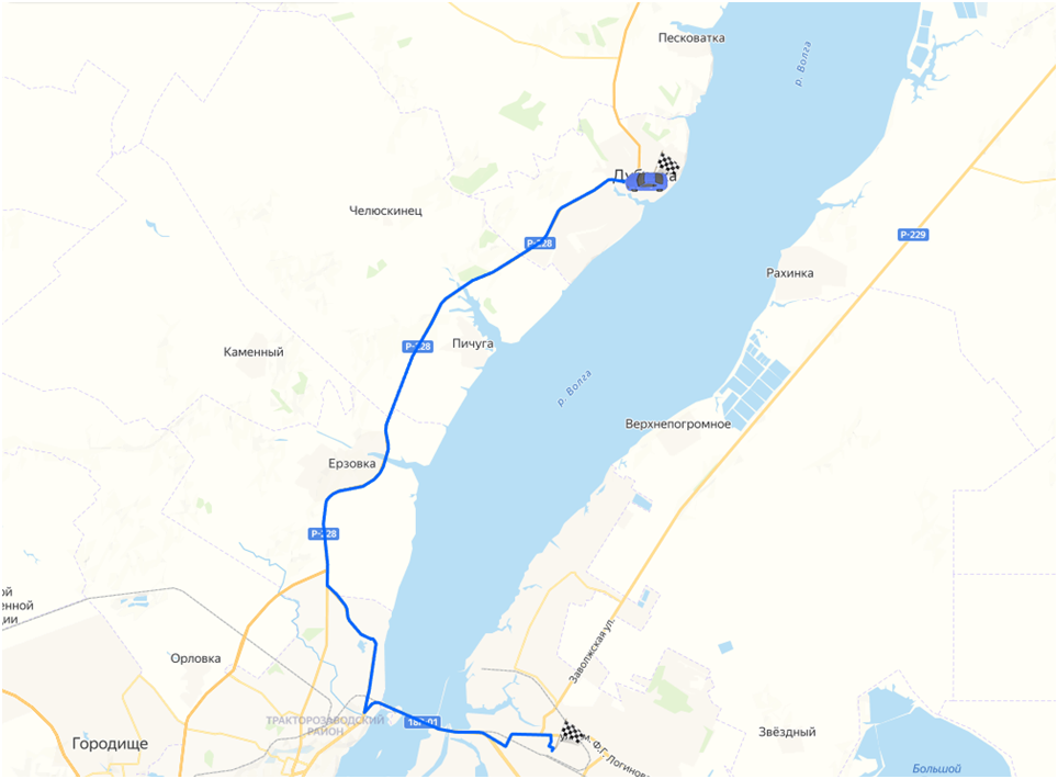 Путь от Волжского до Дубовки.