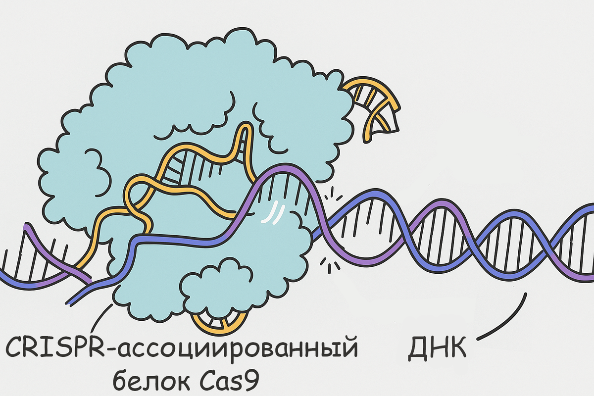 CRISPR-Cas9 применяется в генной инженерии для создания точечных разрывов в двойной спирали ДНК, что позволяет осуществлять редактирование генов в этих местах.