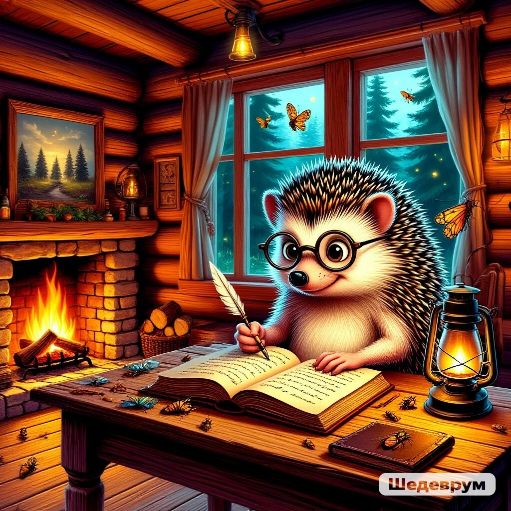 С вами была неизменно автор и мечтательный литературно-поэтический Ёжик. Сгенерировано нейросетью Шедеврум по запросу автора.