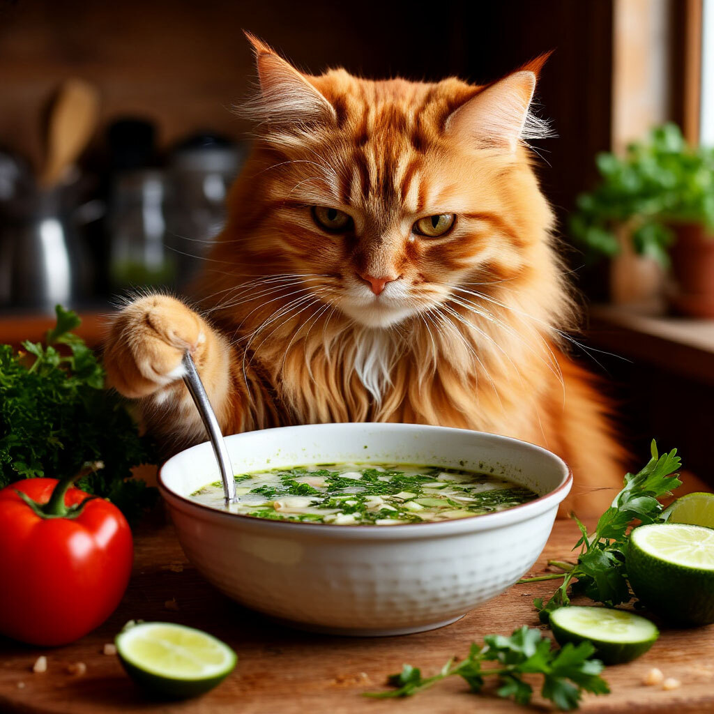 Голодный Лайк пробует окрошку