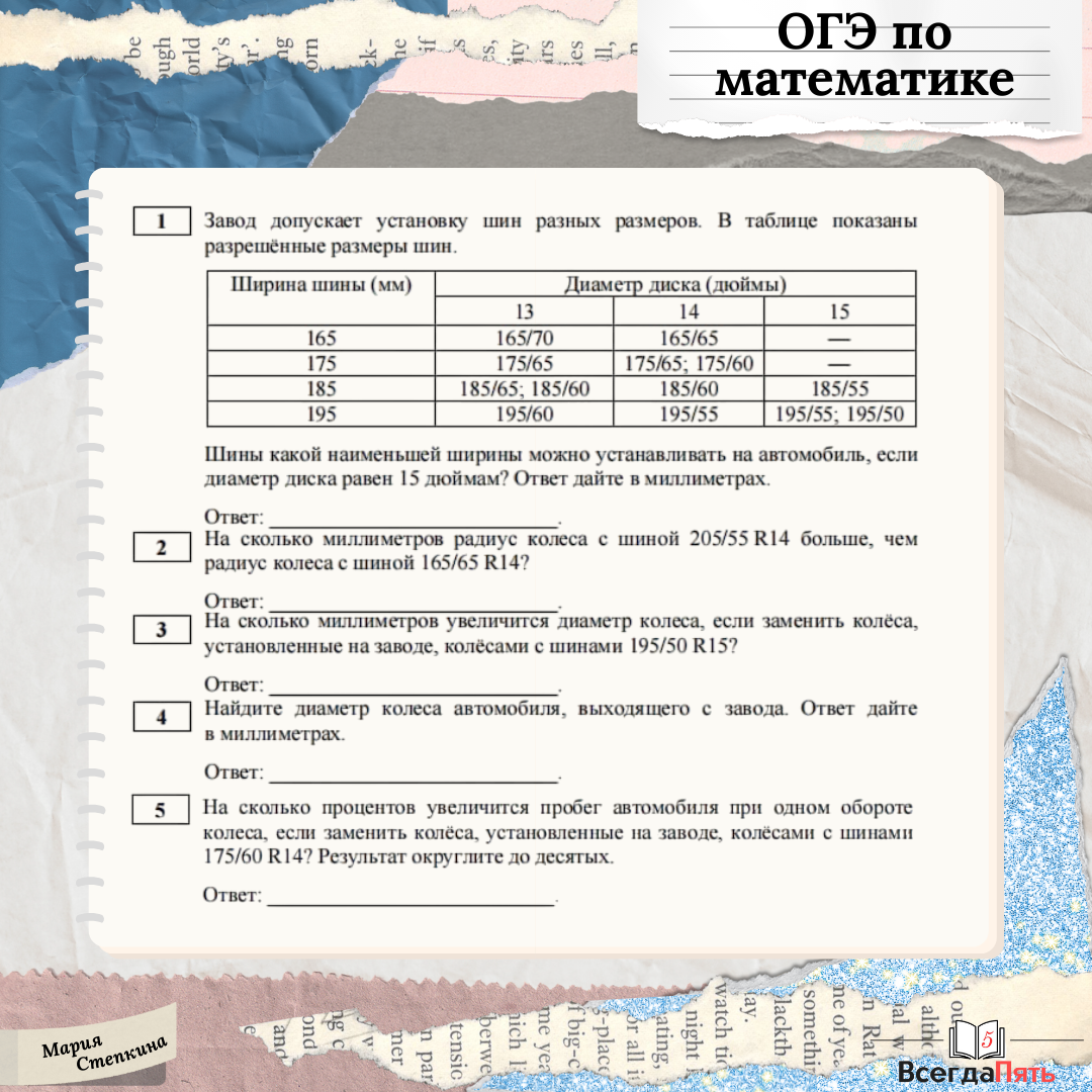 Задания 1-5 из демоверсии ОГЭ-2025 по математике