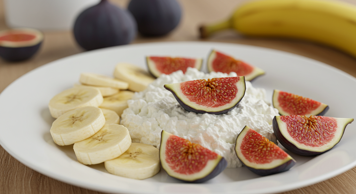 Творог с бананом и инжиром