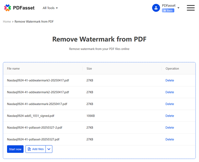 Пакетное удаление водяных знаков из PDF-файлов на PDFasset