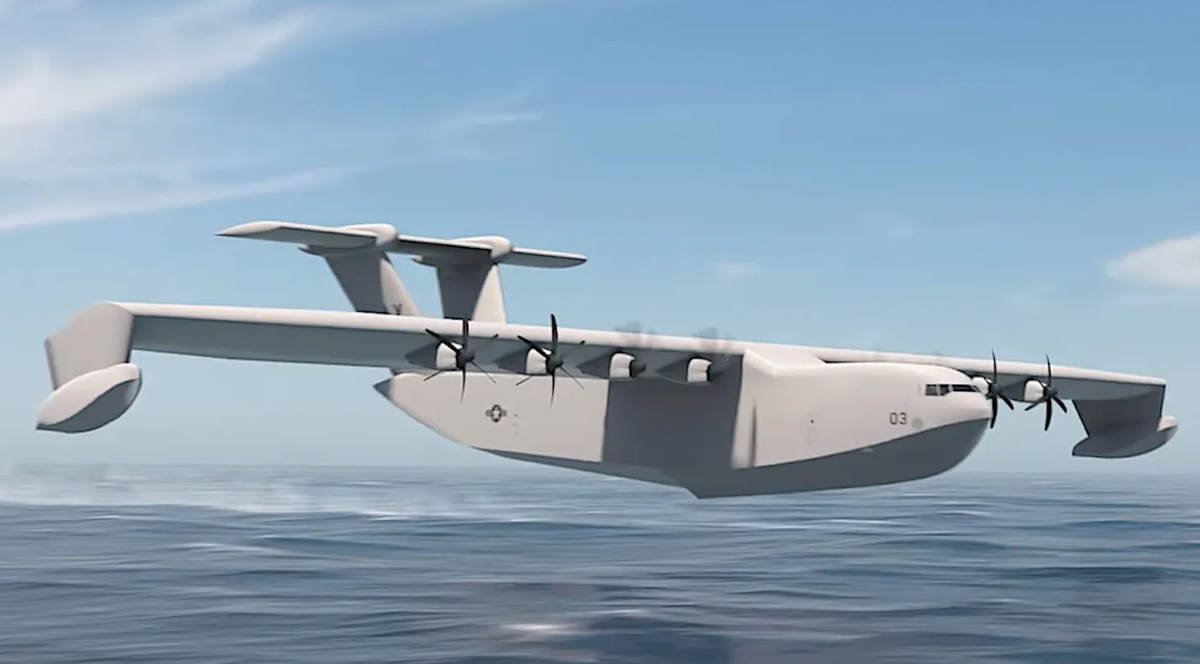 Изображение концепта будущего экраноплана Liberty Lifter для ВМС США. Рендер  Aurora Flight Sciences