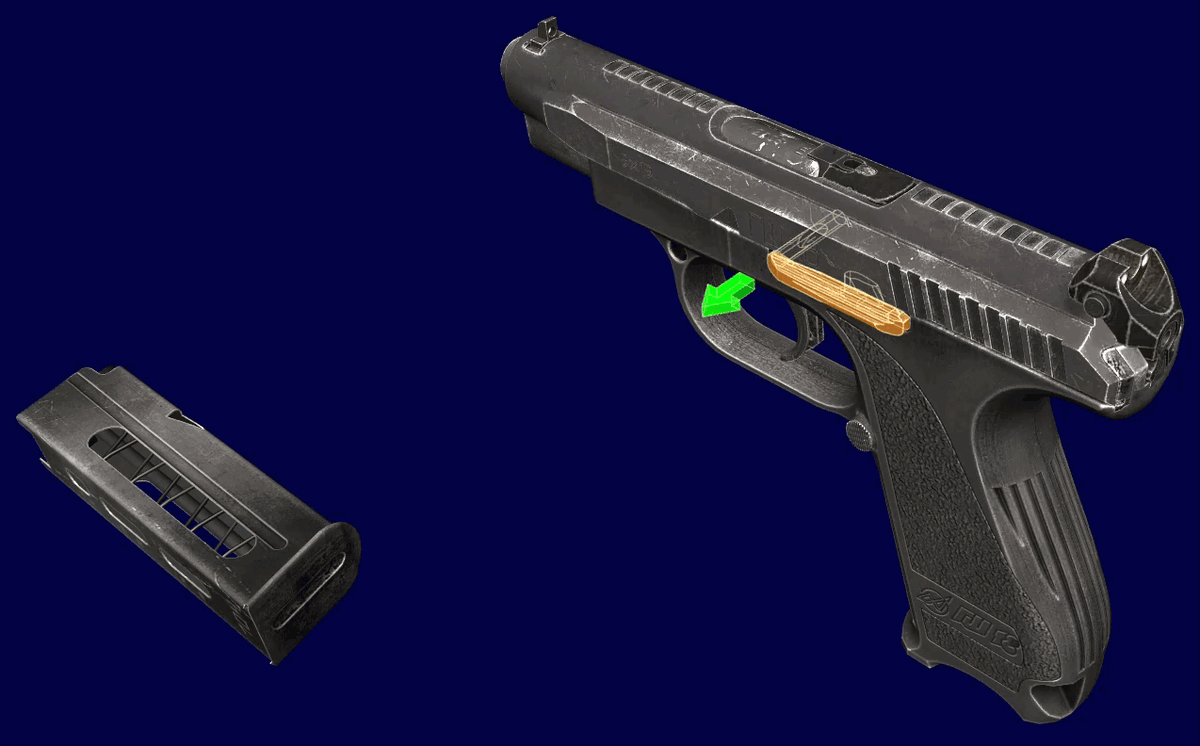 Извлечение затворной задержки (World of Guns Gun Disassembly).