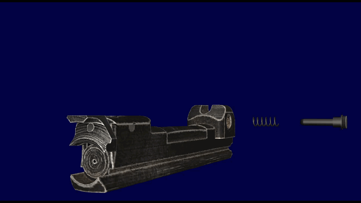 Извлечение выбрасывателя и ограничителя из остова затвора (World of Guns Gun Disassembly).