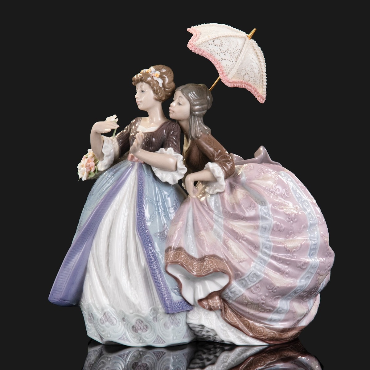 Статуэтка "Две сестры", автор модели José Puche, фарфор, лепка, роспись, металл, Lladro, Испания, 1989-1990 гг.