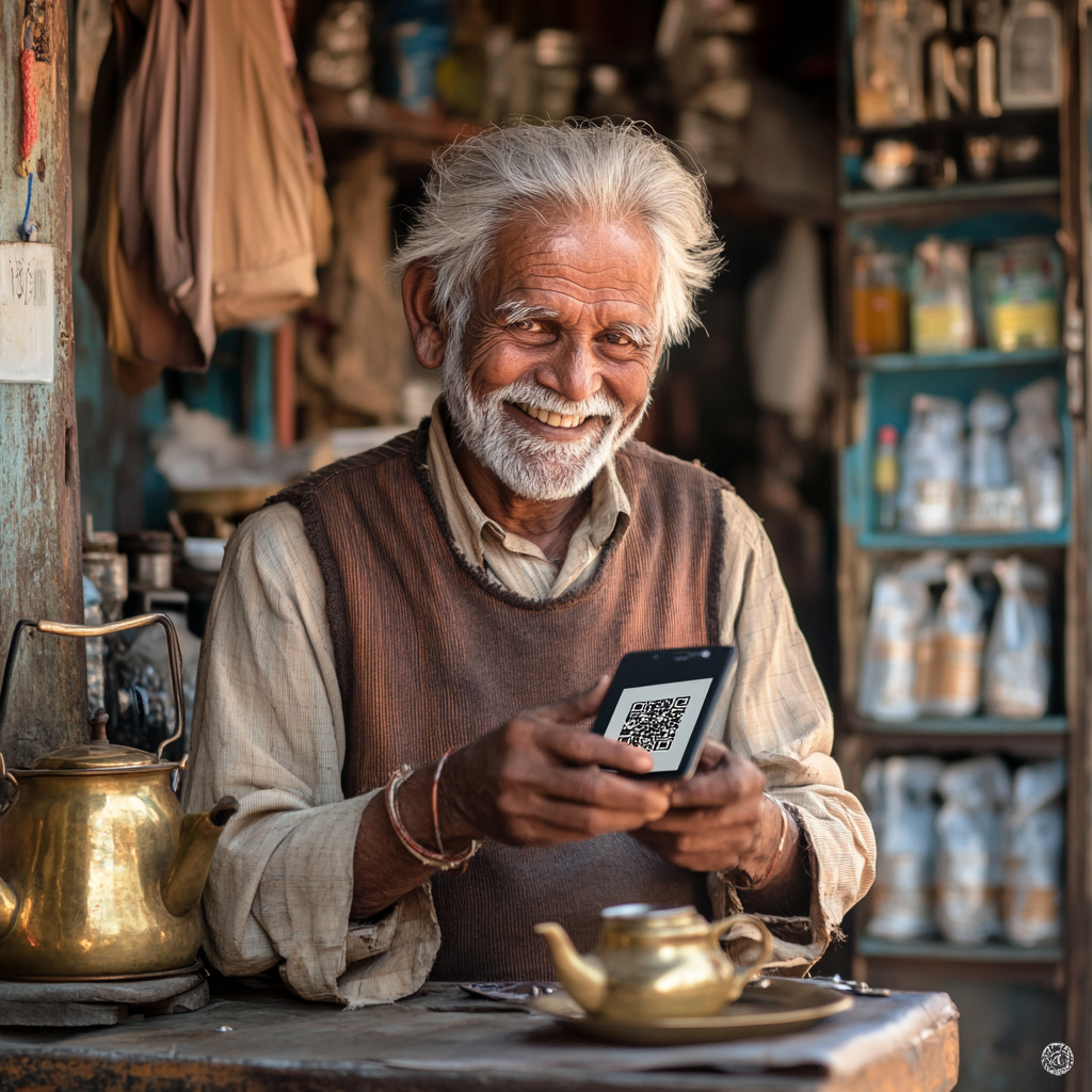 Медный чайник. QR-код. Улыбка, которая всё объясняет без слов.