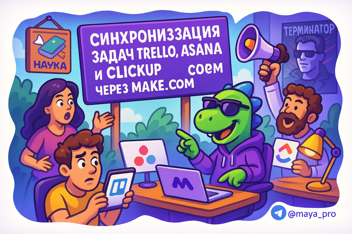   Синхронизация задач в Trello, Asana и ClickUp: автоматизация без программирования с помощью Make.com Артур Хорошев