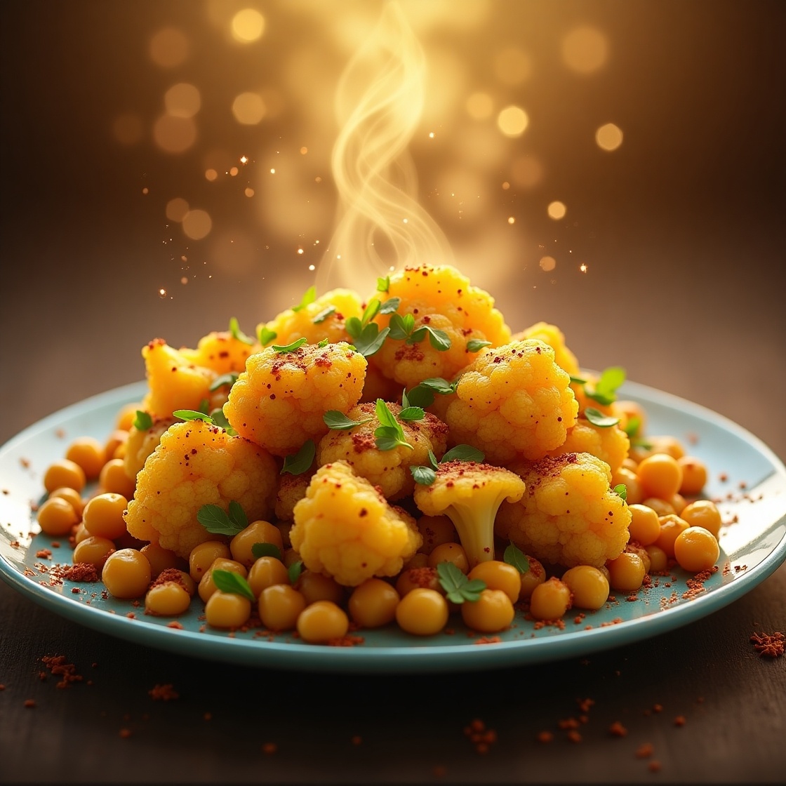 Тушеная цветная капуста с нутом и пряностями