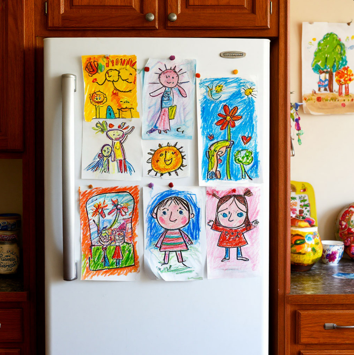 Детские рисунки на холодильнике — первые шаги в искусстве