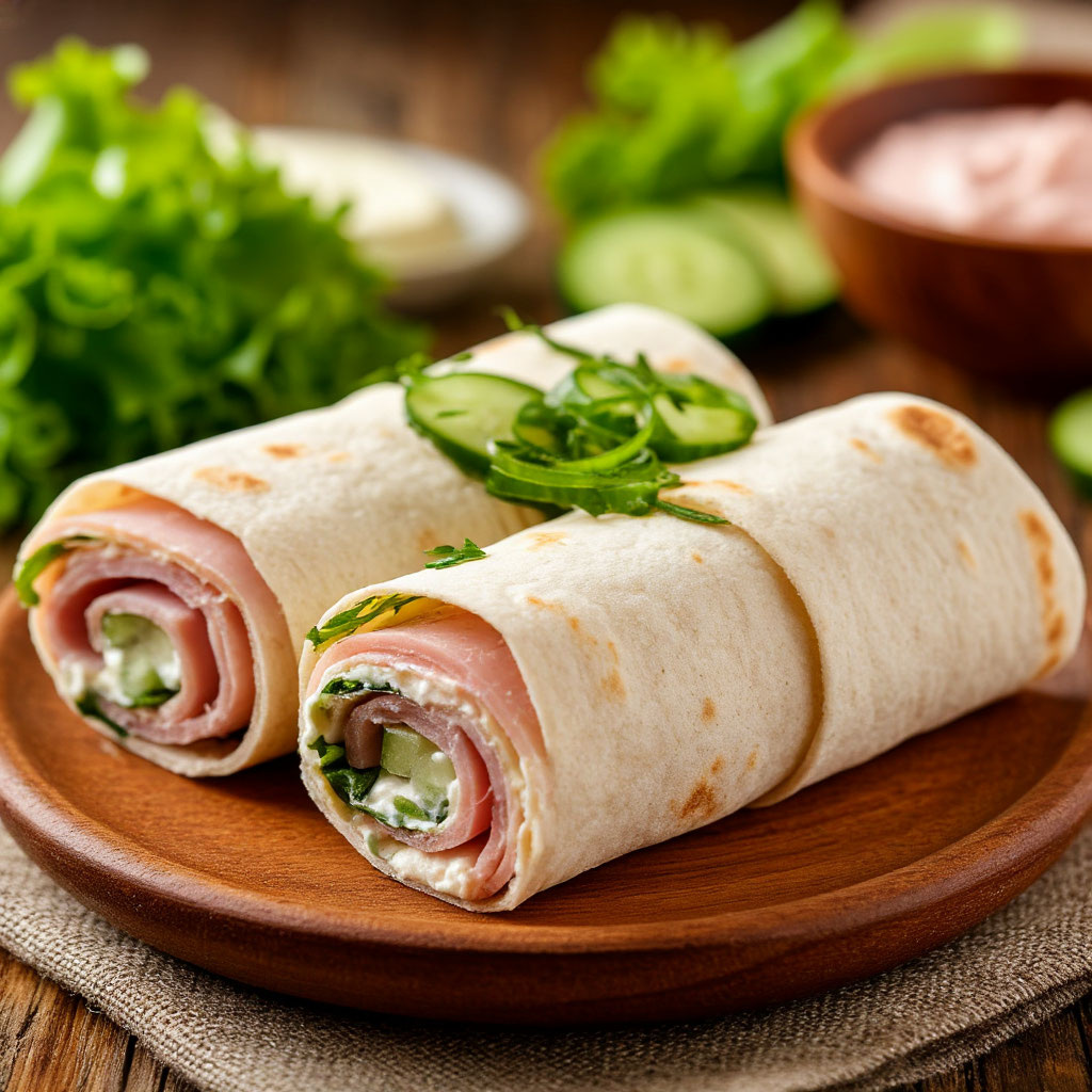 Рулетики с ветчиной и сыром