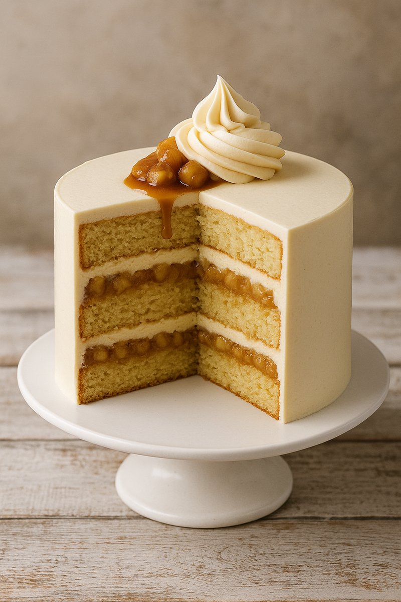 Шифоновый бисквит со сливочным тоффи с бананами