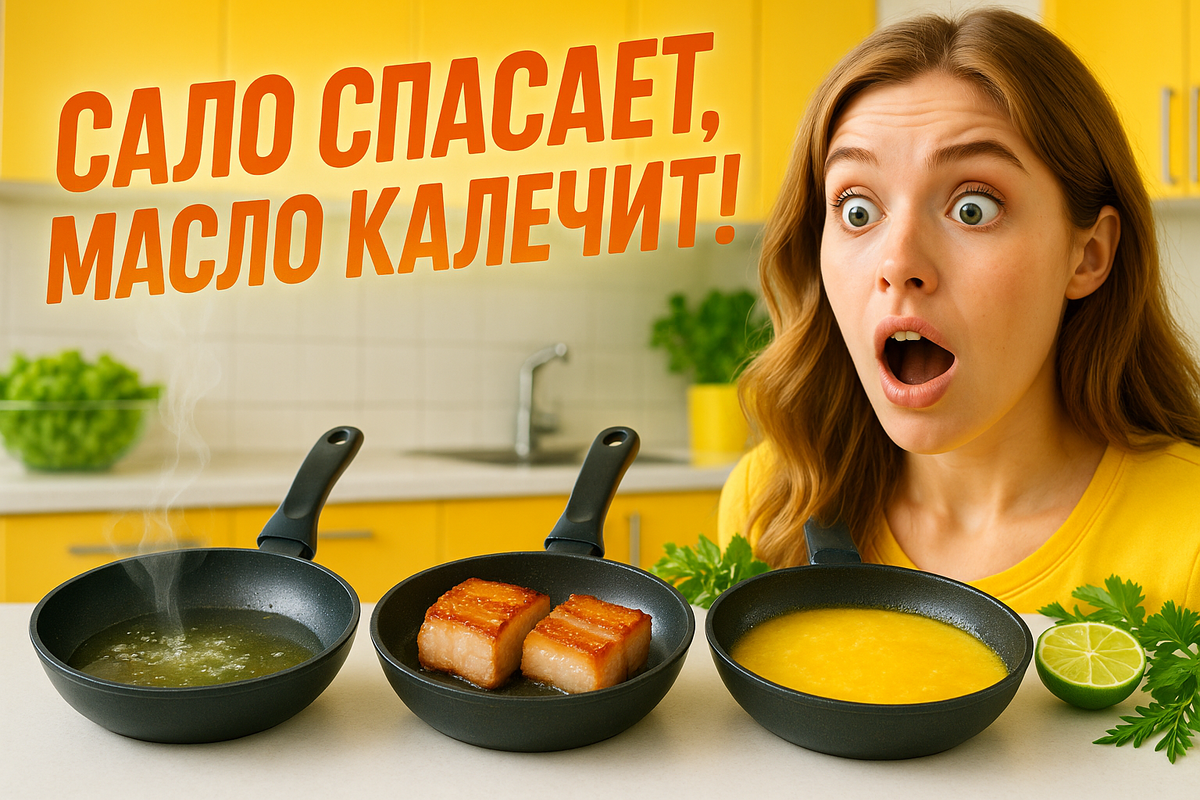 Сравним жарку на растительном масле, на гхи, и на сале.