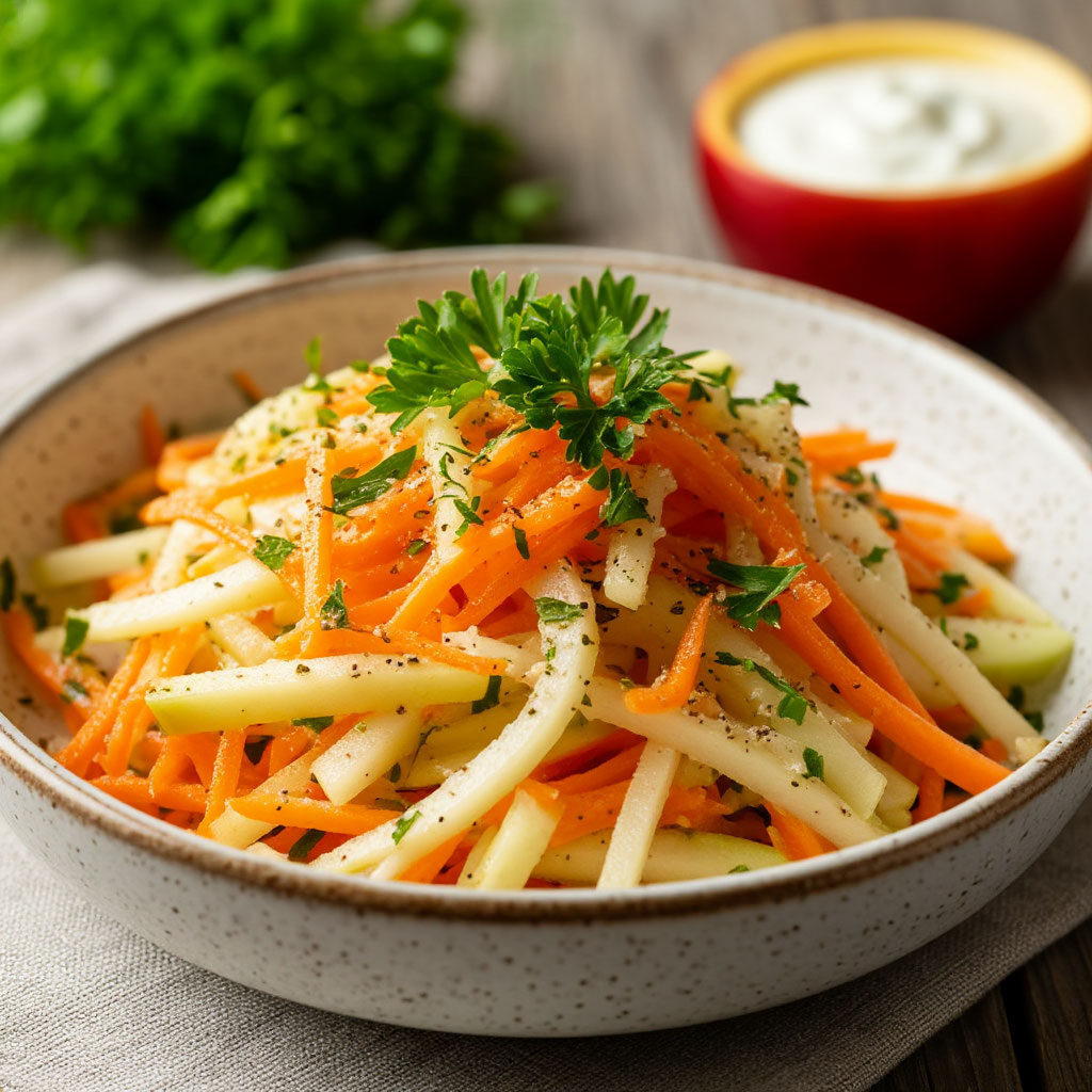 Салат из кольраби с яблоком и морковью