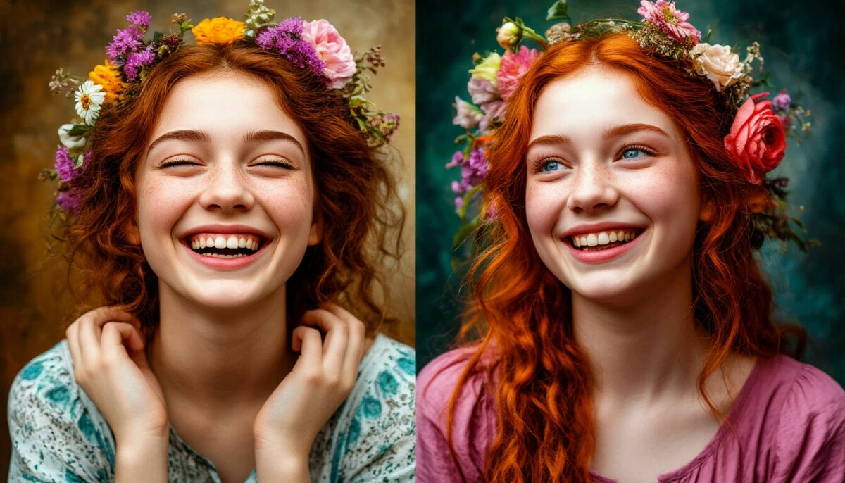 Радостная бодрость и ленивая печаль в образе двух разных девушек или одной и той-же в разных ситуациях, Сюрреализм, Фэнтэзи, шедеврально, бесконечная детализация и экспозиция, 10D, неземная крас